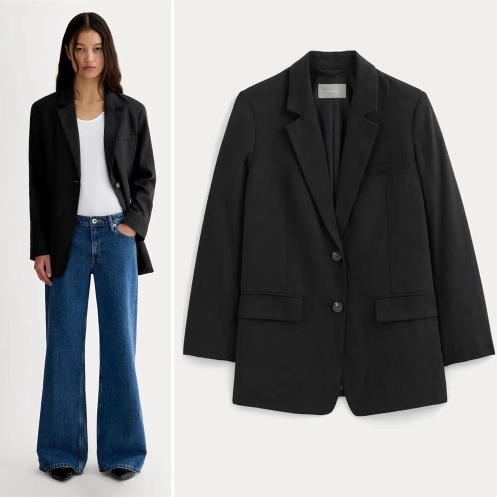 Everlane TENCEL Oversized Blazer Black Size 10 NWOT Sustainable Structured - Picture 11 of 11